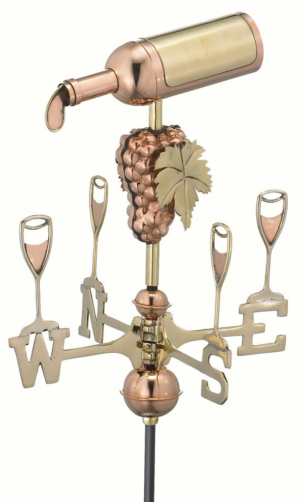 Wine Bottle Polished Copper Garden Weathervane